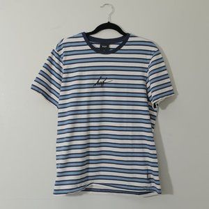 HUF Script Striped Embroidered Logo Tee (L)